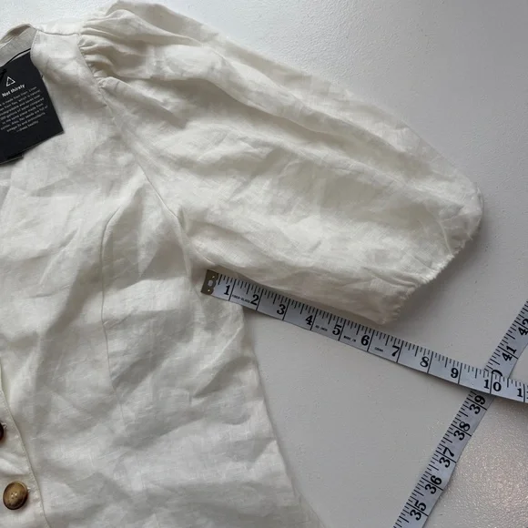 Reformation Tallulah White 100% Linen Button Up Front Top Large NWT - Picture 10 of 12